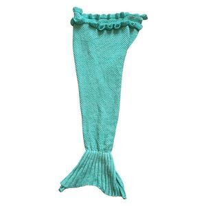 Youth Girls Knit Handmade Crocheted Homemade Mermaid Tail Blanket